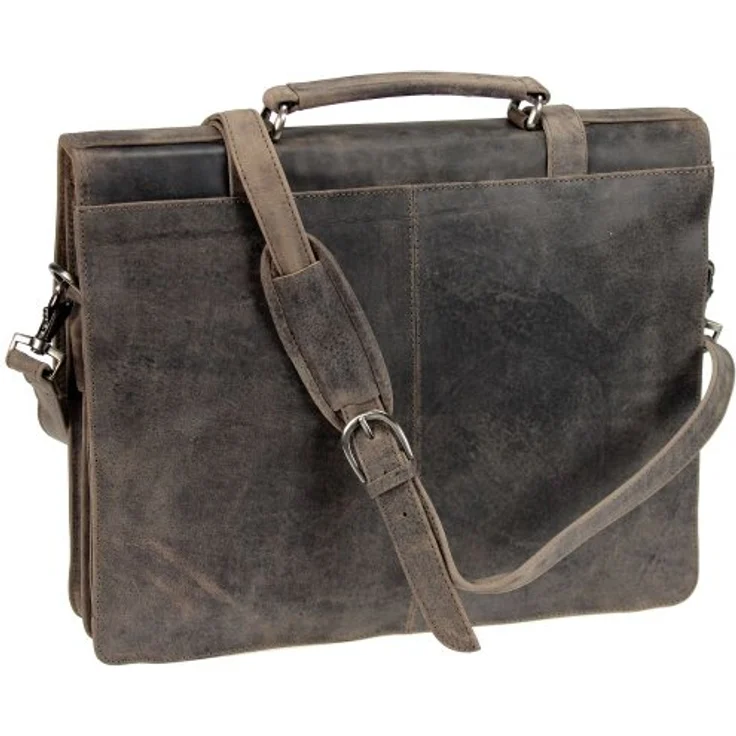 Harold's Antico Aktentasche II, eleganter Laptoptasche aus vegetabil gegerbtem Rindleder, 42 cm, braun, mit unterteiltem Hauptfach und Organizer für A4-Unterlagen – Bild 2