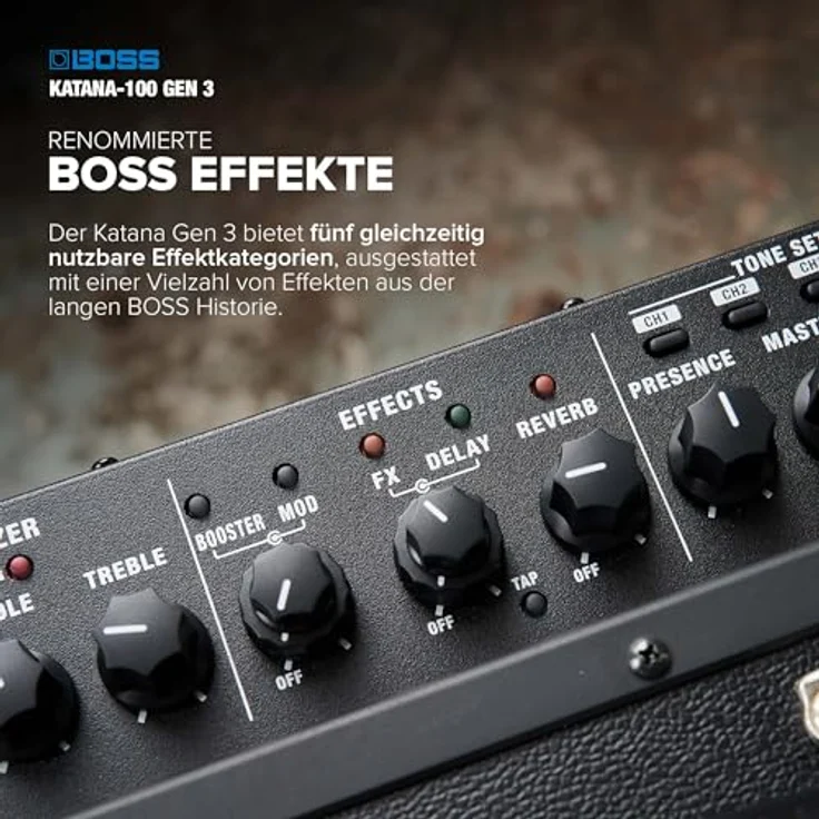 Boss by Roland Katana 100 Gen 3, Gitarren-Verstärker mit 4 Kanälen, 100 W, 12 Zoll Lautsprecher, vielseitige Effekte und USB-C Anschluss – Bild 4