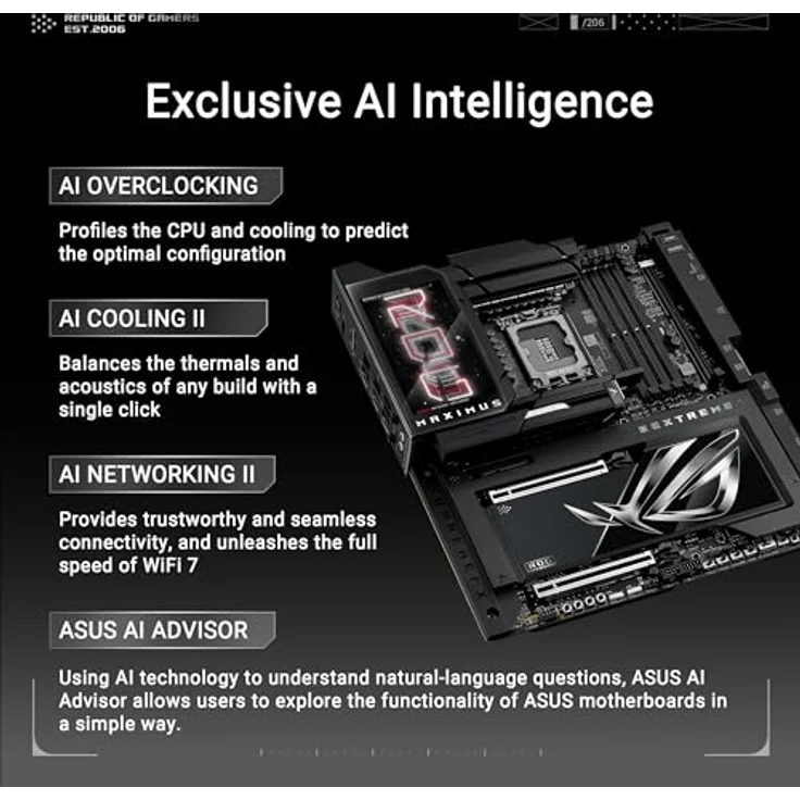 ASUS ROG Maximus Z890 Extreme Gaming Mainboard Sockel Intel LGA 1851 (E-ATX, Advanced AI, DDR5, NitroPath DRAM, WiFi 7, 3X PCIe 5.0 M.2, 1x PCIE 4.0 M.2, 2X Thunderbolt 5, DIMM Flex) – Bild 2