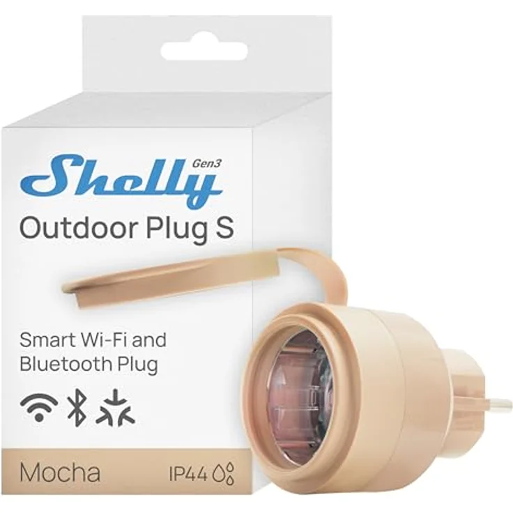 Shelly Outdoor Plug S Gen3, WLAN Smarte Steckdose IP44, 12A, 2500W, Matter-Zertifiziert, Außenautomatisierung, Leistungsmessung, Alexa, Google Home, Apple Homekit – Bild 1