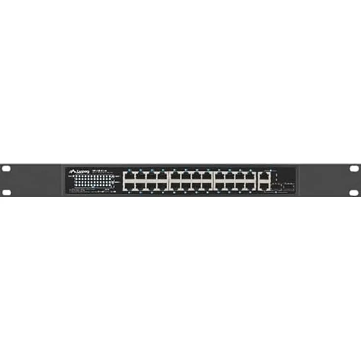 Lanberg Switch 24X 100MB DSP+/2X Combo Rack 19" 250W, PoE-Switch mit intelligentem Port-Trennmodus, weiß – Bild 2