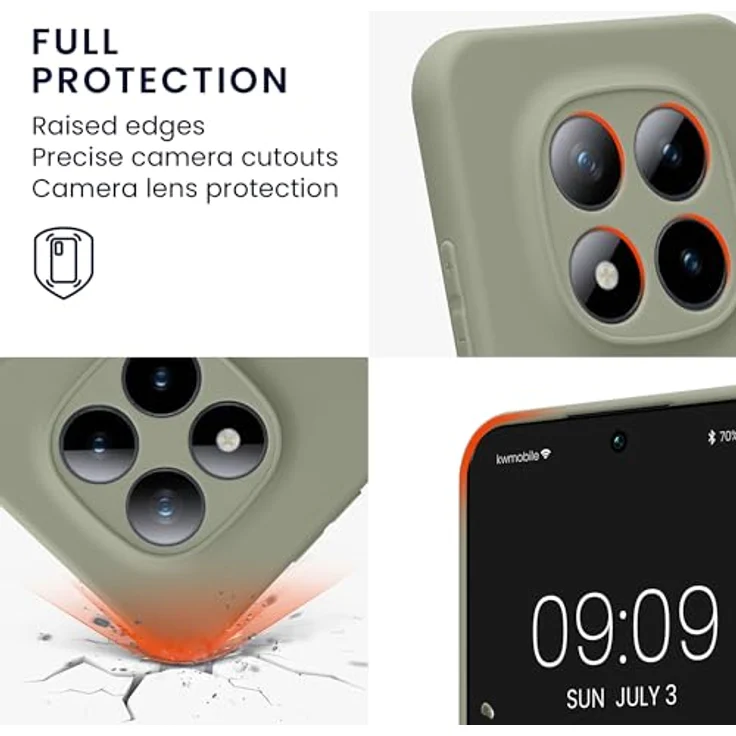 kwmobile Handyhülle für Xiaomi Redmi Note 15 Pro 5G, weiche Silikon Schutzhülle in Graugrün, flexibel und reißfest mit präzisen Ausschnitten für Kamera und Anschlüsse – Bild 3