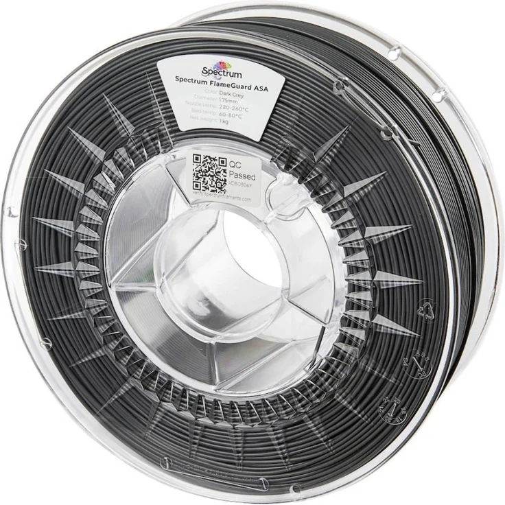 Spectrum FlameGuard ASA 275 Filament, flammhemmend und hitzebeständig, 1.75 mm, 1000 g, Grau