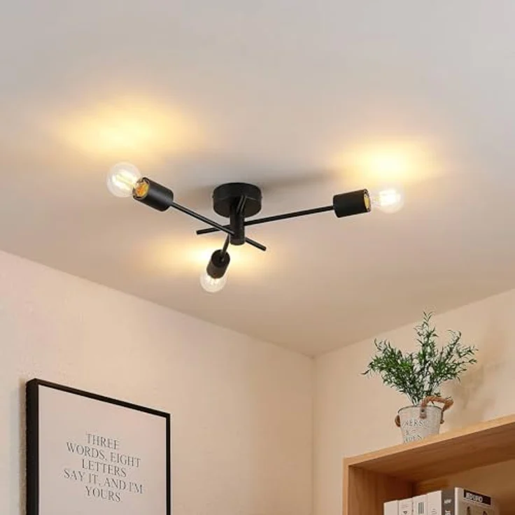 Lindby Deckenlampe Cerros (Modern) in Schwarz aus Metall (3 flammig, E27) - Wohnzimmerleuchte – Bild 3