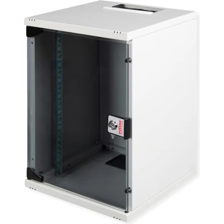 ROLINE 10-Zoll Wandgehäuse 9 HE, 312x300 BxT, grau, mit Vollglastür und tiefenverstellbaren Profilschienen – Bild 1