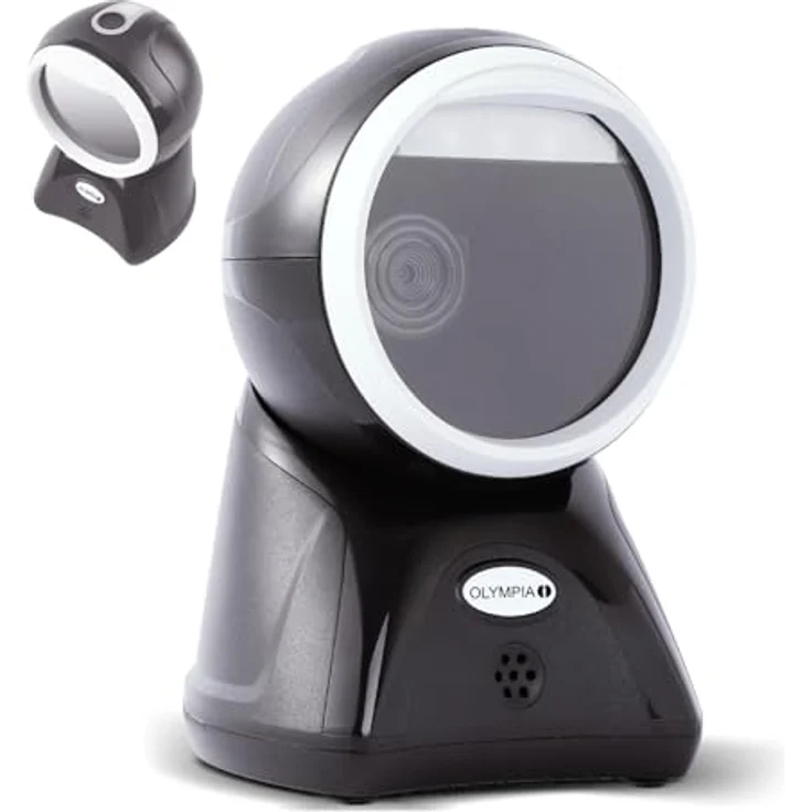 Olympia LS 7100, Omnidirektionaler 2D Standscanner mit automatischem Barcode-Scan, USB & RS232, hochauflösender Sensor für POS, Retail & Lager, robuster Standbetrieb – Bild 1