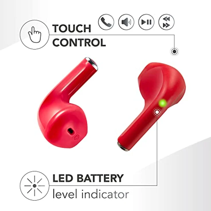 Music Sound | Swag - Kabelloses Kapsel-Headset - Wiedergabezeit bis 20 Stunden - Bluetooth - Rot – Bild 2