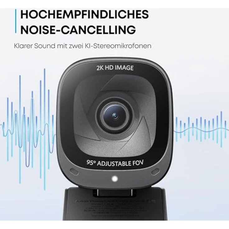 Anker PowerConf C200, Webcam mit 2.21 Mpx, USB-C, Privacy Shutter und AI-Rauschunterdrückung, schwarz – Bild 6