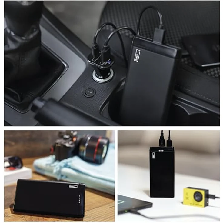 EMOS Alpha Slim Powerbank 10000mAh mit USB-C und Micro USB Kabel, Externer Akku-Ladegerät mit PASSthrough, Ausgang 2X USB, Eingang Micro USB, Auto ON-Off, für Handy, Tablet, iPhone, Galaxy, Huawei – Bild 6