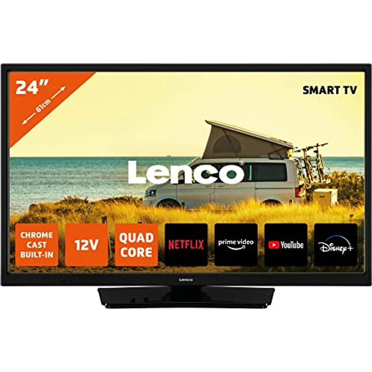 Lenco LED-2463 24-Zoll Smart TV Full HD - Fernseher mit Bluetooth - 12V Kfz-Adapter - Netflix, YouTube & WLAN - schwarz – Bild 1