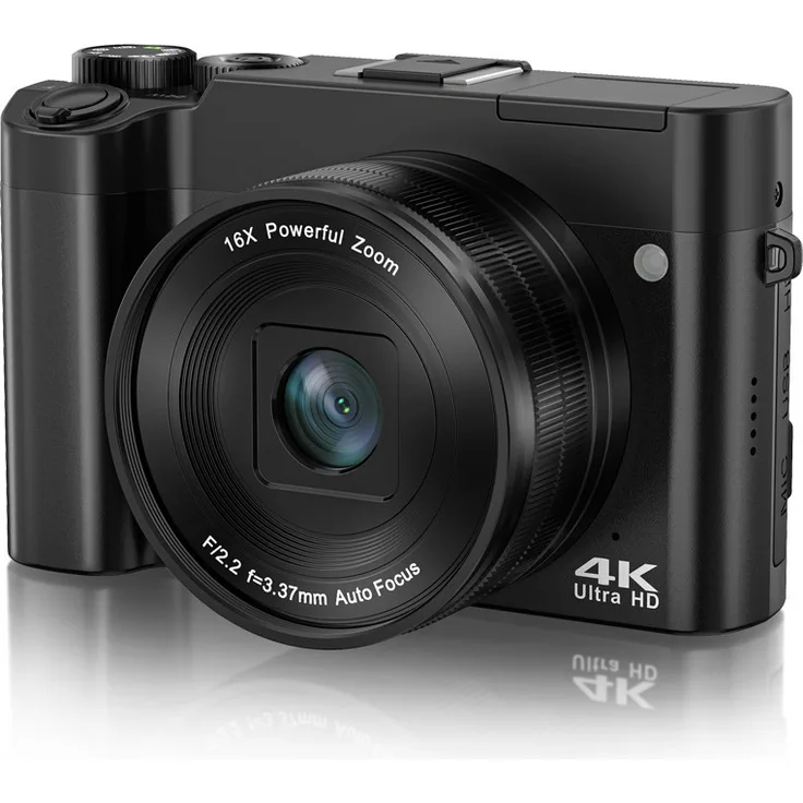 INF 4K-Doppelobjektivkamera mit Touchscreen, 32 GB Speicherkarte und Schwarz