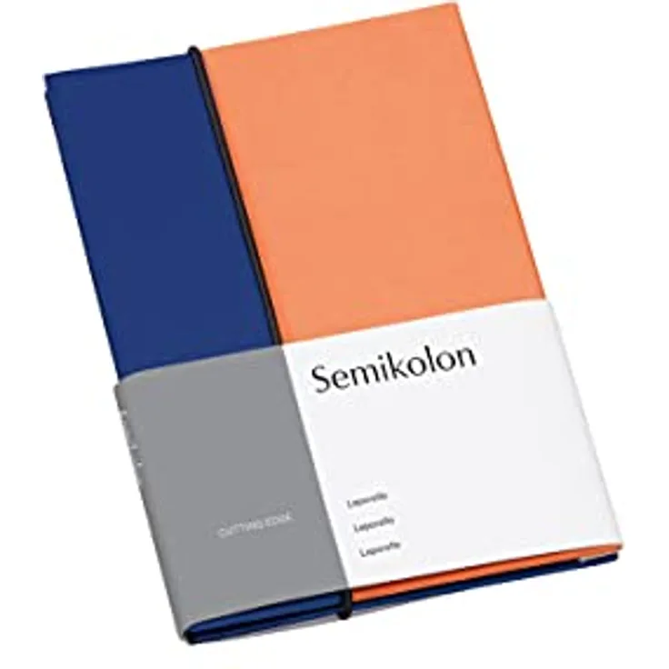 Semikolon 364857 Leporello Cutting Edge Fotobuch 12,2x17,7 cm - cobalt peach, handgefertigt, Platz für 13 Fotos 10 x 15 cm
