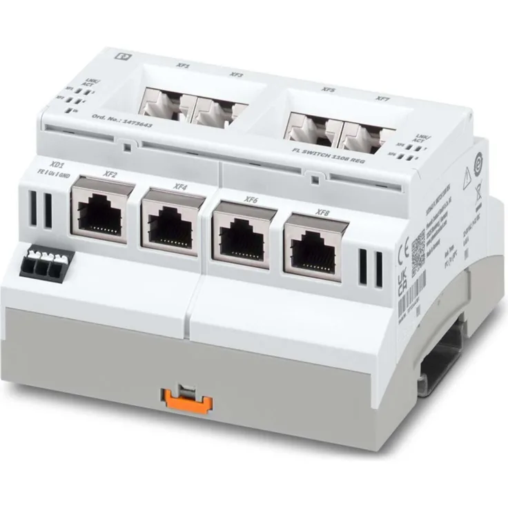 Phoenix Contact PHOE Switch Industrial Ethernet, 8-Port Unmanaged Netzwerk Switch mit 1000 Mbit/s, robust für industrielle Anwendungen