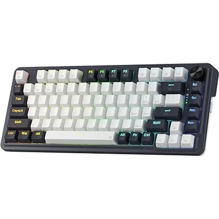 Redragon K673 PRO 75% Wireless Gasket RGB Gaming Tastatur, 81 Tasten Lineare Rote Schalter, Geräuschdämpfende Pads