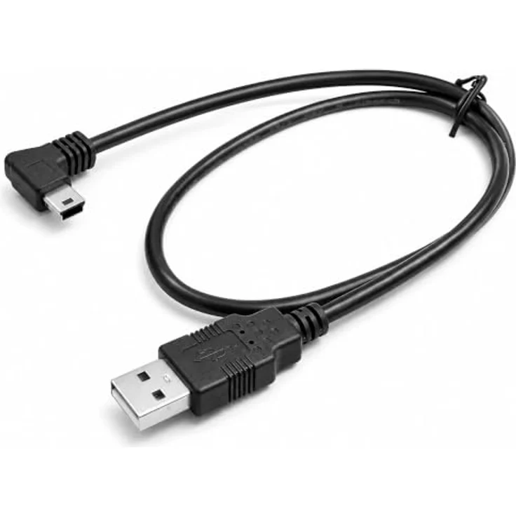 Bolwins K12 Mini USB Kabel, 30cm USB 2.0 A auf Mini USB 5-Pin, links abgewinkelt, Daten- und Ladekabel für Digitalkamera, GPS, MP3 Player – Bild 3
