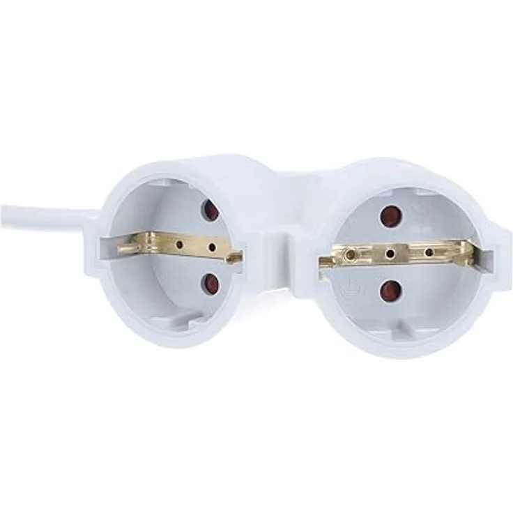 as Schwabe Verlängerungskabel 3 m mit Flachstecker und 2-Fach Kupplung, 230V/16A, IP20, Weiß, für sichere Stromversorgung im Innenbereich – Bild 2