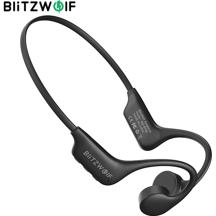 BlitzWolf® BW-BTS8, Bluetooth-Ohrhörer mit Knochenleitung, 32 GB Speicher, IPX8-wasserdicht, Sportkopfhörer mit Mikrofon, schwarz