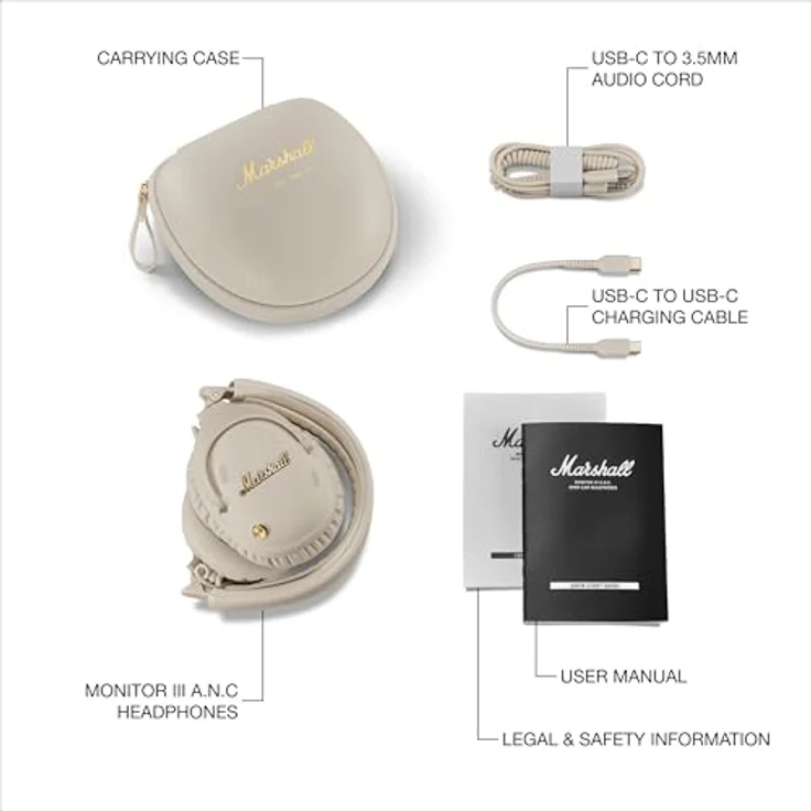 Marshall Monitor III A.N.C Bluetooth-Kopfhörer, Active Noise Cancelling, 70 Stunden Akkulaufzeit, USB-C-Ladung – Bild 9