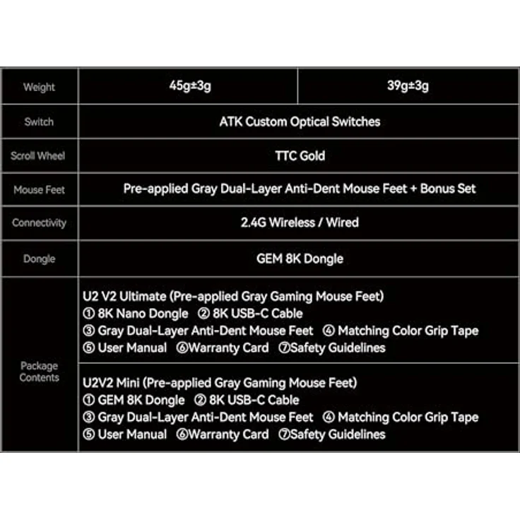 ATK Blazing Sky U2 V2 Gaming-Maus, kabellos mit PAW3950 Ultra Sensor, 8K Hz Polling Rate, leichtes Design - weiß – Bild 9