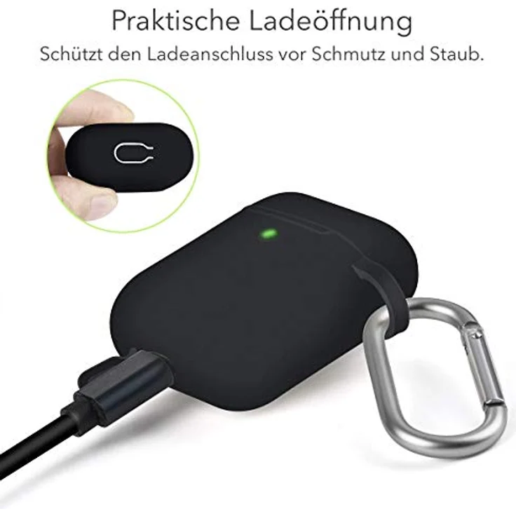 AVANA Kopfhörer-Schutzhülle Hülle für Apple AirPods 1 & 2, Silikon Case, 360° Cover, Ladecase Tasche, Rot und Schwarz – Bild 3