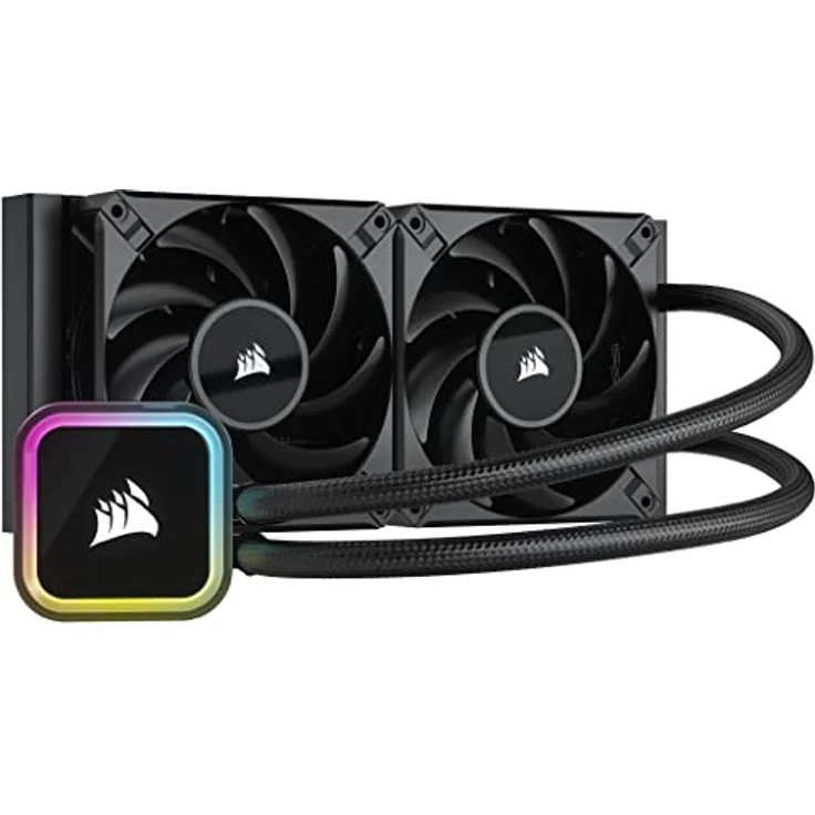 Corsair iCUE H100i RGB Elite CPU-Flüssigkeitskühler (16 Dynamische RGB-LEDs, AF Elite Series 120-mm-FDB-Lüfter, 240-mm-Radiator, iCUE-Software, LGA 1700-, 1200-, 115X-, 2066- und AM4-Sockel) Schwarz – Bild 1