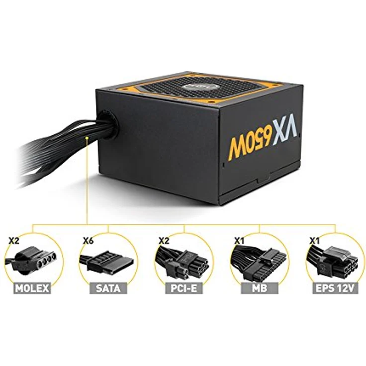 NOX Urano VX Bronze Edition 650W ATX Schwarz, Orange (NXURVX650BZ) – Bild 4