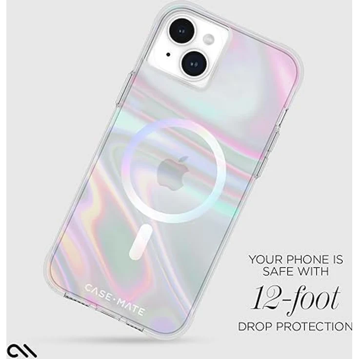 Case-Mate Soap Bubble Mag-Safe Case Schutzhülle kompatibel mit Apple iPhone 15 Plus Hülle Regenbogen (Farbwechsel-Effekt, 3 m Fallschutz, Integrierter Mag-Safe-Ring) - Transparent/Schillernd – Bild 3