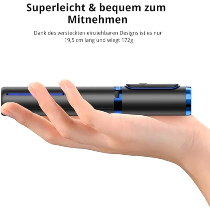 ATUMTEK 3-in-1 Selfie Stick Stativ, Ausziehbares Aluminium Handy Stativ mit kabelloser Bluetooth-Fernbedienung, kompatibel mit iPhone 17/16/15/14/13/12 mini/11 Pro und Samsung Smartphones, Blau – Bild 5