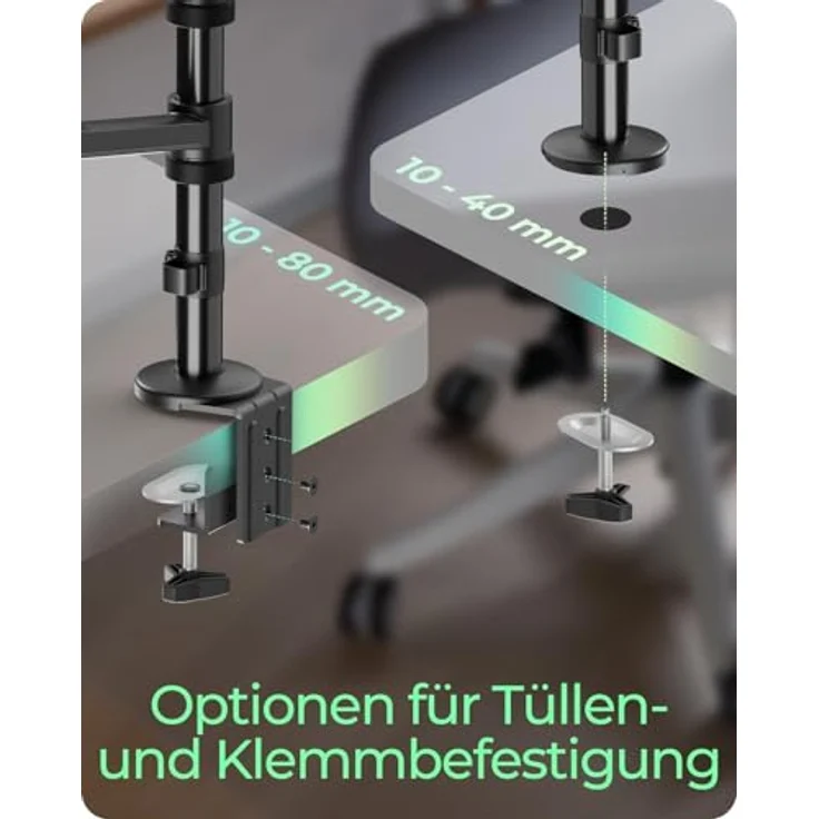 ICY BOX IB-MS622-T, Monitorständer für Monitore bis 32" & Notebooks bis 17,3", höhenverstellbar, VESA 75x75/100x100, mit Kabelmanagement und Silikonpads – Bild 5
