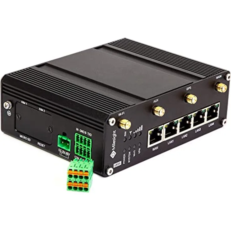 Milesight UR35 Pro, 4G Industrial Router mit WiFi4, GPS, PoE und 5x10/100 Mbps Ethernet Ports