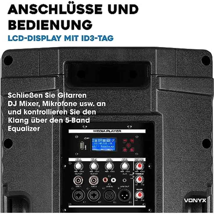 Vonyx VSA15BT Bi-verstärkter Aktiv-Lautsprecher 15-'-' 1000W BT-MP3 – Bild 5