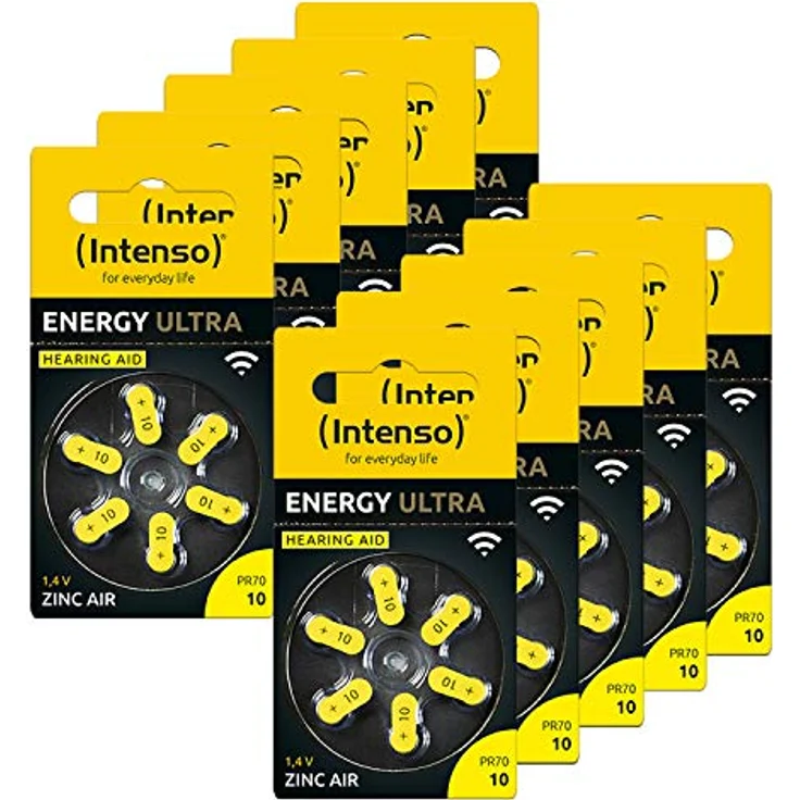60er Hörgeräte-Batterien-Set INTENSO, Engery Ultra A 10, gelb – Bild 2