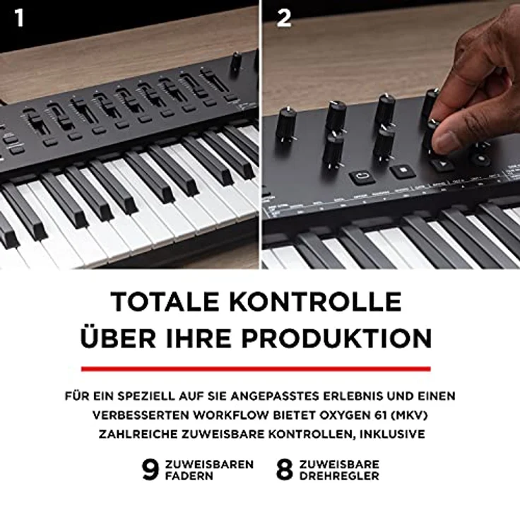 M-Audio Oxygen 61 V – 61-Tasten USB MIDI Keyboard Controller mit Beat Pads, Smart Chord & Scale Modi, Arpeggiator und Softwarepaket inklusive – Bild 4