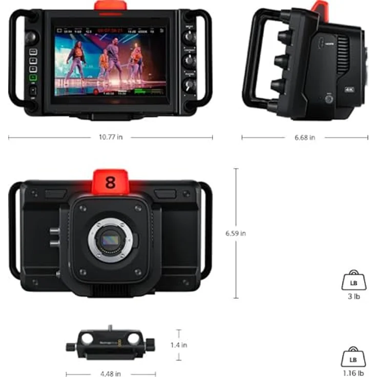 Blackmagic Design Studio Camera 4K Plus G2, Kompakte Schulterkamera mit 13 Blendenstufen Dynamikumfang, ISO bis 25.600, USB-C-Aufzeichnung, schwarz – Bild 7