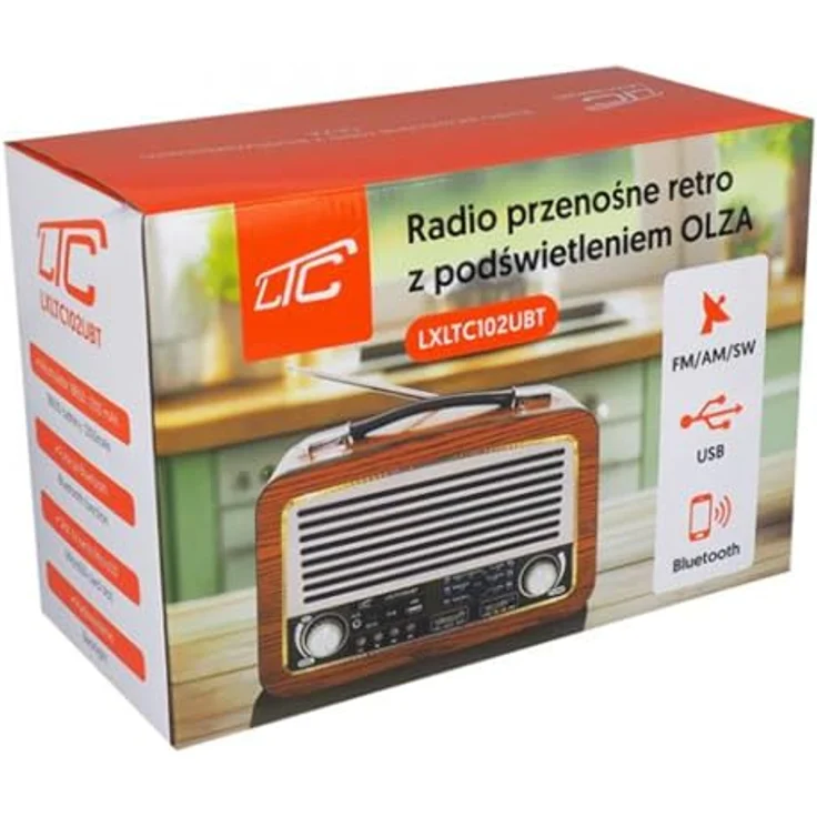 LTC LXLTC102UBT Retro-Radio Olza, tragbar mit Teleskopantenne und Bluetooth, braun – Bild 5