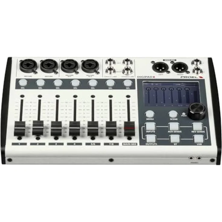 Proel Digipad 8, Digitaler 8-Kanal Mixer mit USB/BLUETOOTH Interface, 7 motorisierten Fadern und 3" Touchdisplay – Bild 7
