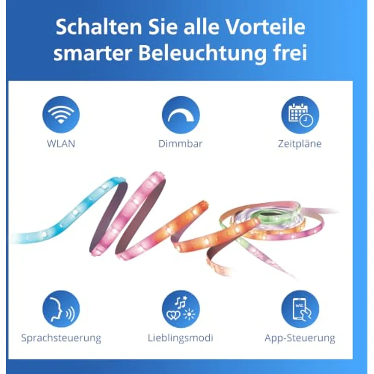 Philips Smart Lighting RGBIC LED Lightstrip, 20 m, Zuschneidbar, Dynamische Mehrfarb-Lichteffekte, WLAN-Steuerung, Kompatibel mit Google Home, Alexa, Apple Home – Bild 2