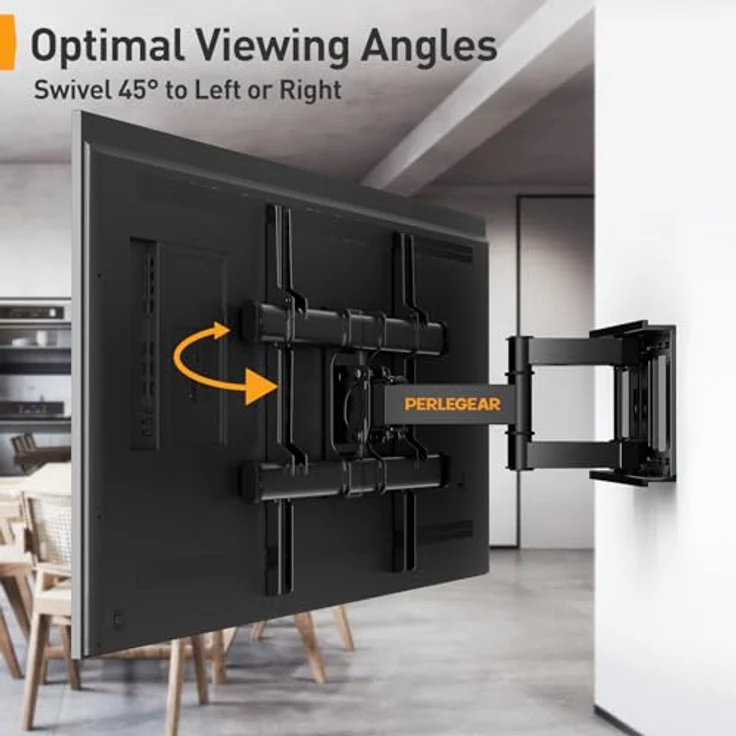 Perlegear TV Wandhalterung Schwenkbar Neigbar - Ausziehbar TV Halterung Curved 4K LED LCD OLED Flachbildfernseher, Fernseher Wandabstand 94-178cm 37-70 Zoll TV, VESA 200x100mm-600x400mm 1.8m HDMI Kabel, Schwarz – Bild 5