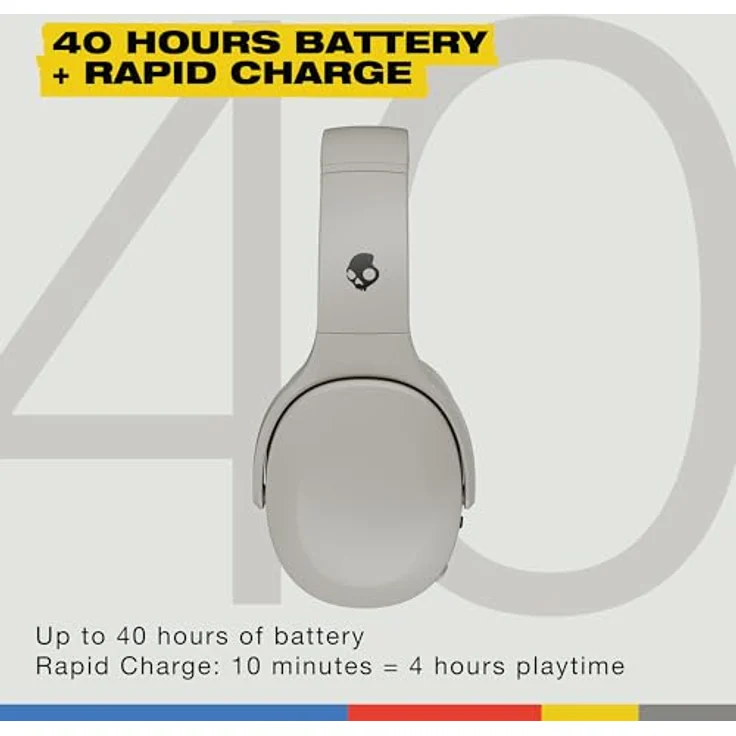 Skullcandy Crusher 540 Active, kabelloser Bluetooth-Kopfhörer mit multisensorischem Bass, schallisolierender Over-Ear-Passform, schweiß- und wasserresistent, 40 Stunden Akkulaufzeit - Concrete – Bild 3