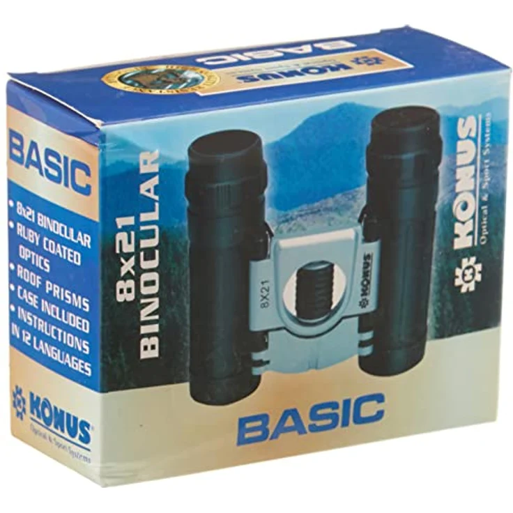 KONUS Basic 8x21 Taschenfernglas, Gummierung, leicht und robust, Ruby-Coated Optik, zentrale Fixierung – Bild 3