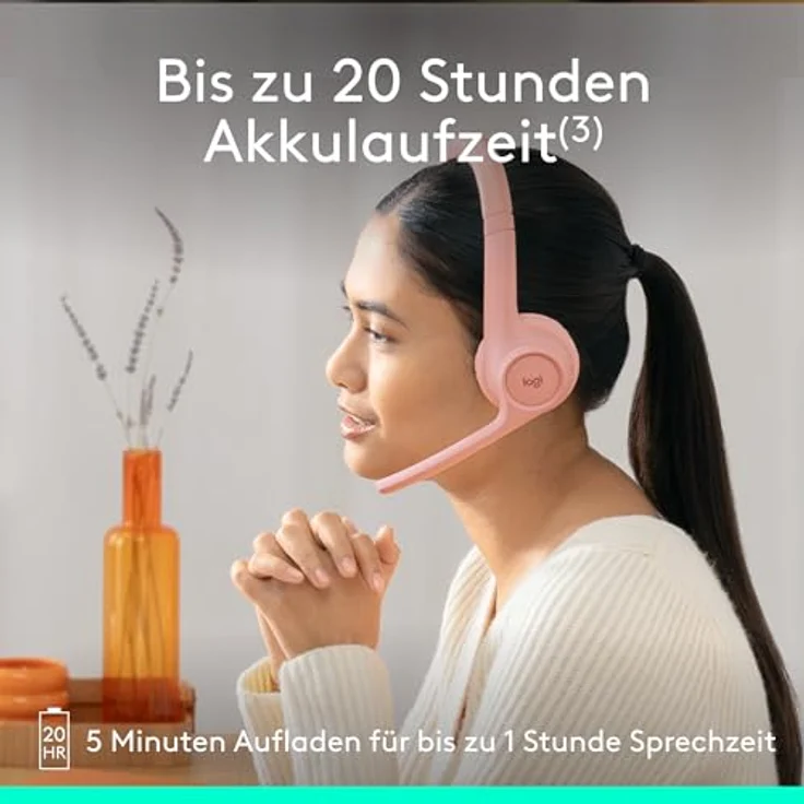 Logitech Zone 300 Wireless Bluetooth Headset mit Mikrofon und Geräuschunterdrückung - Rosa – Bild 5