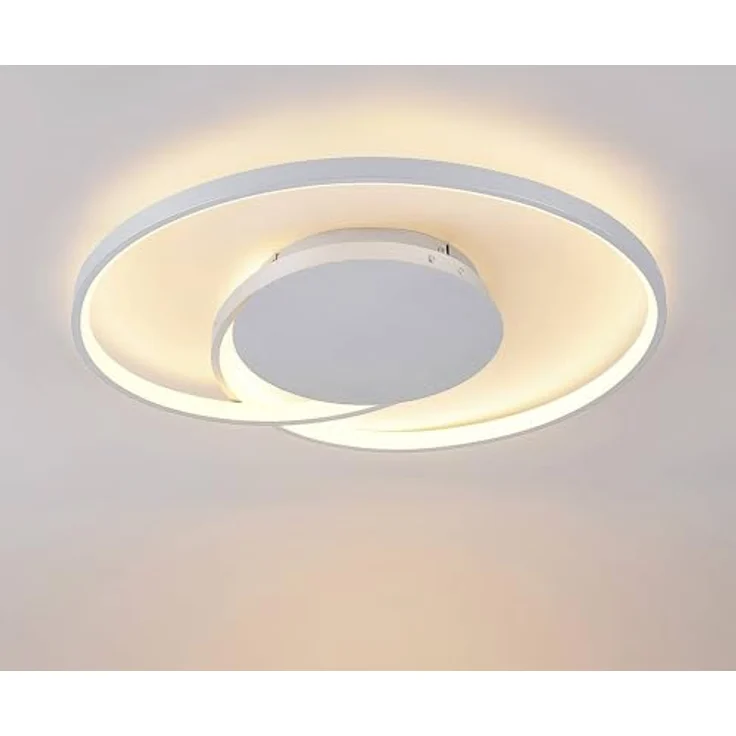 Lucande LED Deckenleuchte 'Enesa' dimmbar mit Leselampe in Alu aus Metall (1 flammig,) - Lampe, LED-Deckenlampe, Deckenlampe, Schlafzimmerleuchte, Fernbedienung, Energiesparend (Modern, Silber) – Bild 4
