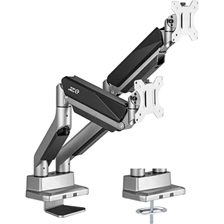 Ergo Office ER-446 Monitorhalterung Gasfeder 17-35" Zoll Schwenkbar Neigbar Drehbar Höhenverstellbar Doppelarm VESA 75x75 100x100 bis 2x15kg, Schwarz – Bild 1