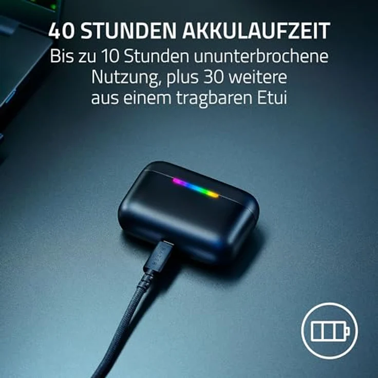 Razer Hammerhead V3 HyperSpeed, Kabellose Gaming-Ohrhörer mit ANC, 40 Std Akku, Wasserabweisend IPX4, Schwarz – Bild 5