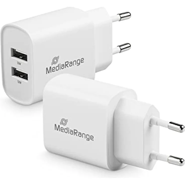 MediaRange USB-Ladeadapter - 2-Port Steckdosen-Ladeadapter 12W, 2X USB-A Ausgang zum gleichzeitigen Laden von Mehreren Endgeräten – Bild 1