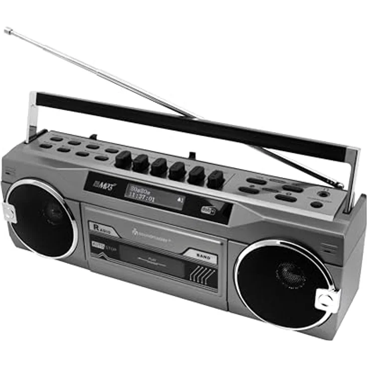 Soundmaster DAB+/FM Retro Radiokassettenrekorder SRR80TI, USB/SD, BT, Tragbares Radio mit Bluetooth, Silberfarben – Bild 5