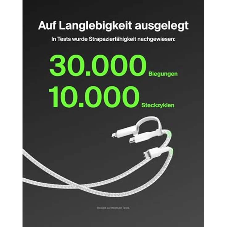 Belkin BoostCharge Pro USB Kabel 2-in-1, 1,5 m, USB-C/Lightning, 60 W, Weiß – Bild 6