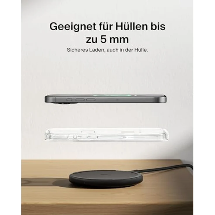 Belkin Kabelloses Ladepad (15 W), Qi Ladestation für iPhone 16/15/14/13, Samsung Galaxy S25/S24, inklusive 20-W-Netzteil und USB-C-Kabel, Schwarz – Bild 5