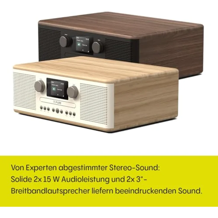 Pure Classic C-D6 Musiksystem (CD-Player, DAB+/FM, Bluetooth, AUX, USB, Wecker, Sleeptimer) Cotton White/Oak – Bild 5
