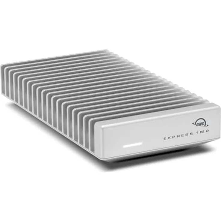OWC Express 1M2 80G USB4 NVMe SSD Gehäuse, Aluminium, kompatibel mit M.2 2280/2242, Silber, ultrahochgeschwindigkeit bis 6000 MB/s